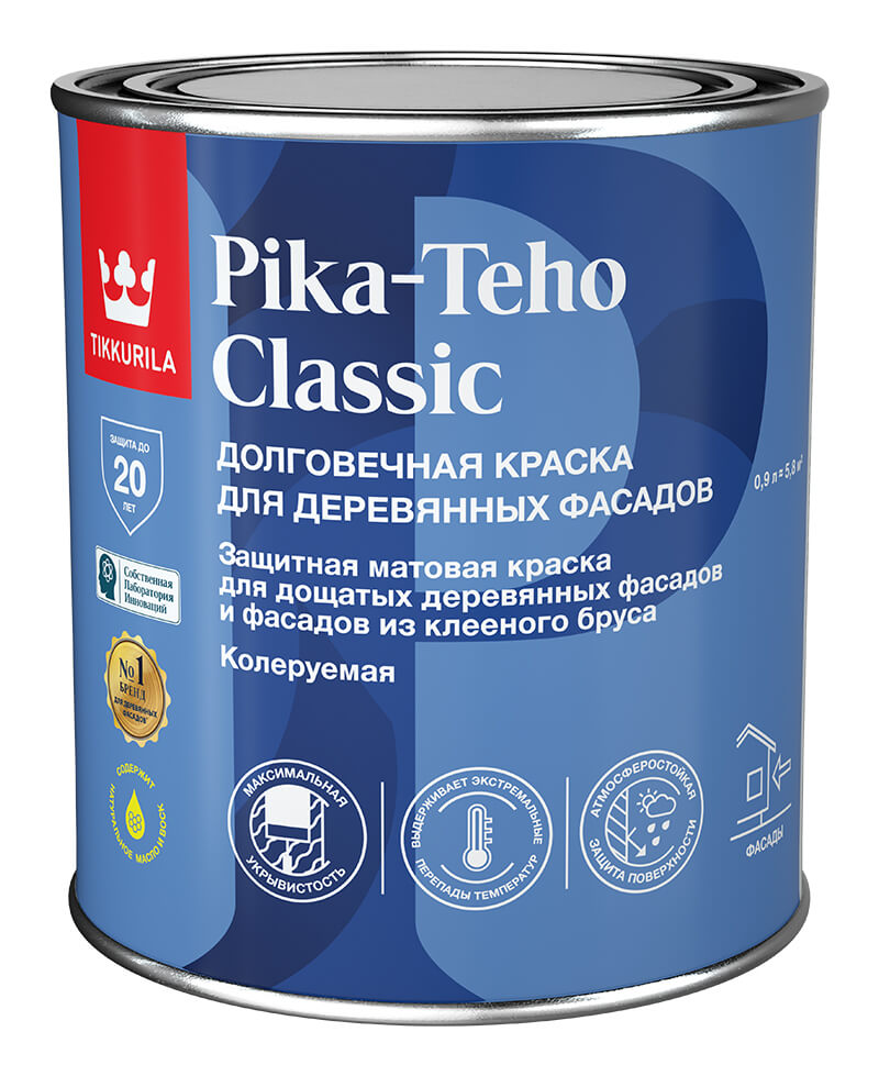 Краска для домов Tikkurila PIKA-TEHO CLASSIC A матовая 0,9л (не замораживать, до +5) Tikkurila RU 700014059 - фото детальное