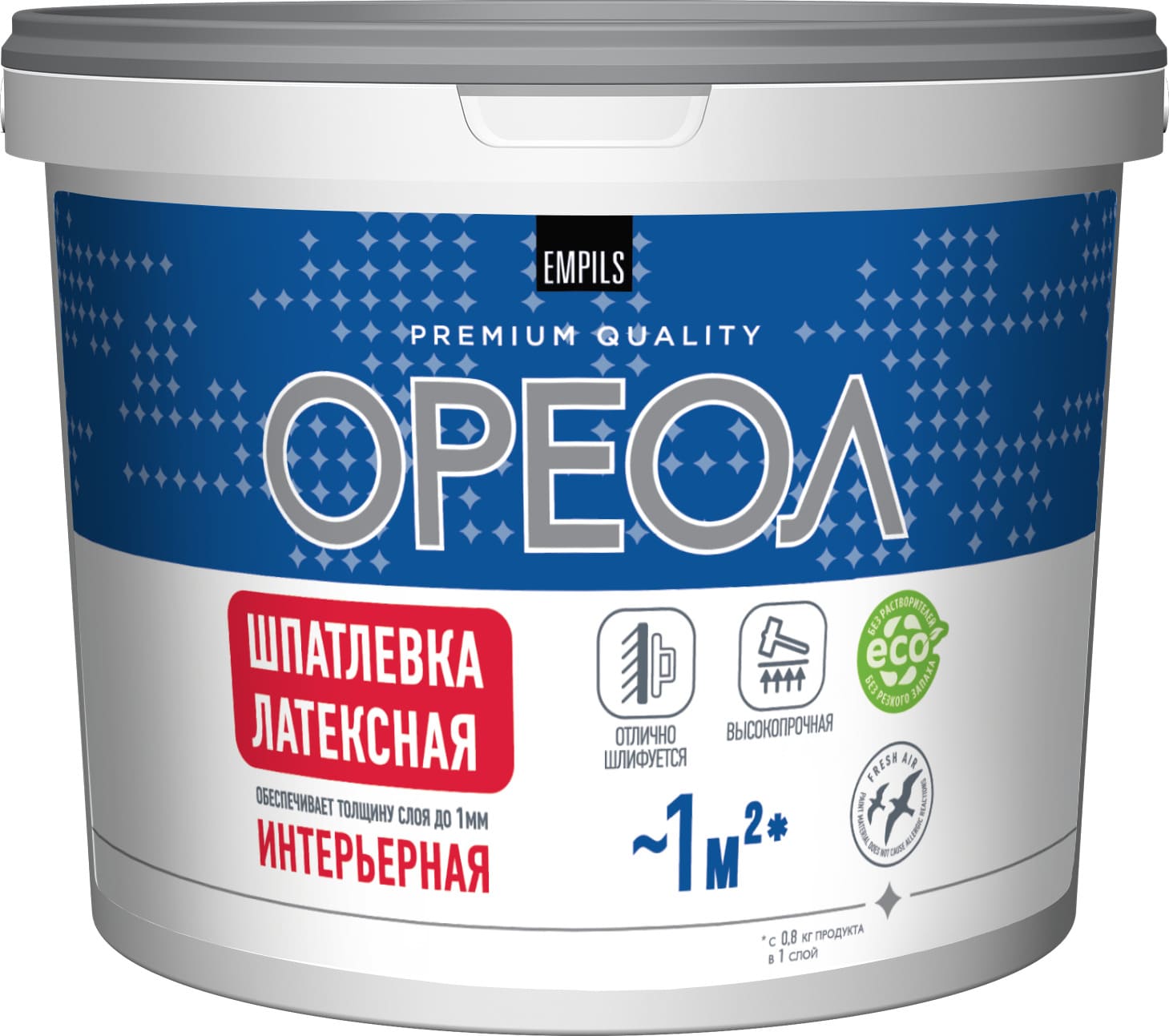 Шпатлевка интерьерная водно-дисперсионная латексная "ОРЕОЛ" 8 кг