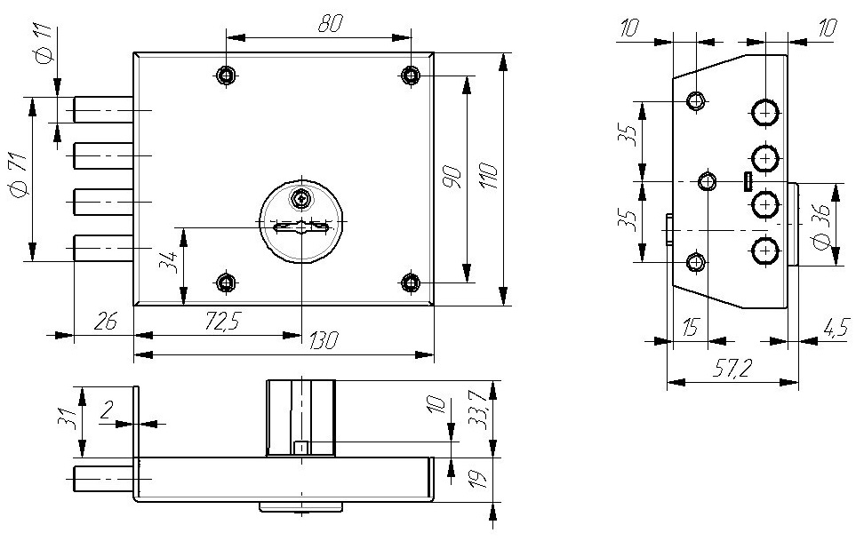 Замок накладной Зенит ЗН4-2 бронза Зенит - детальное фото