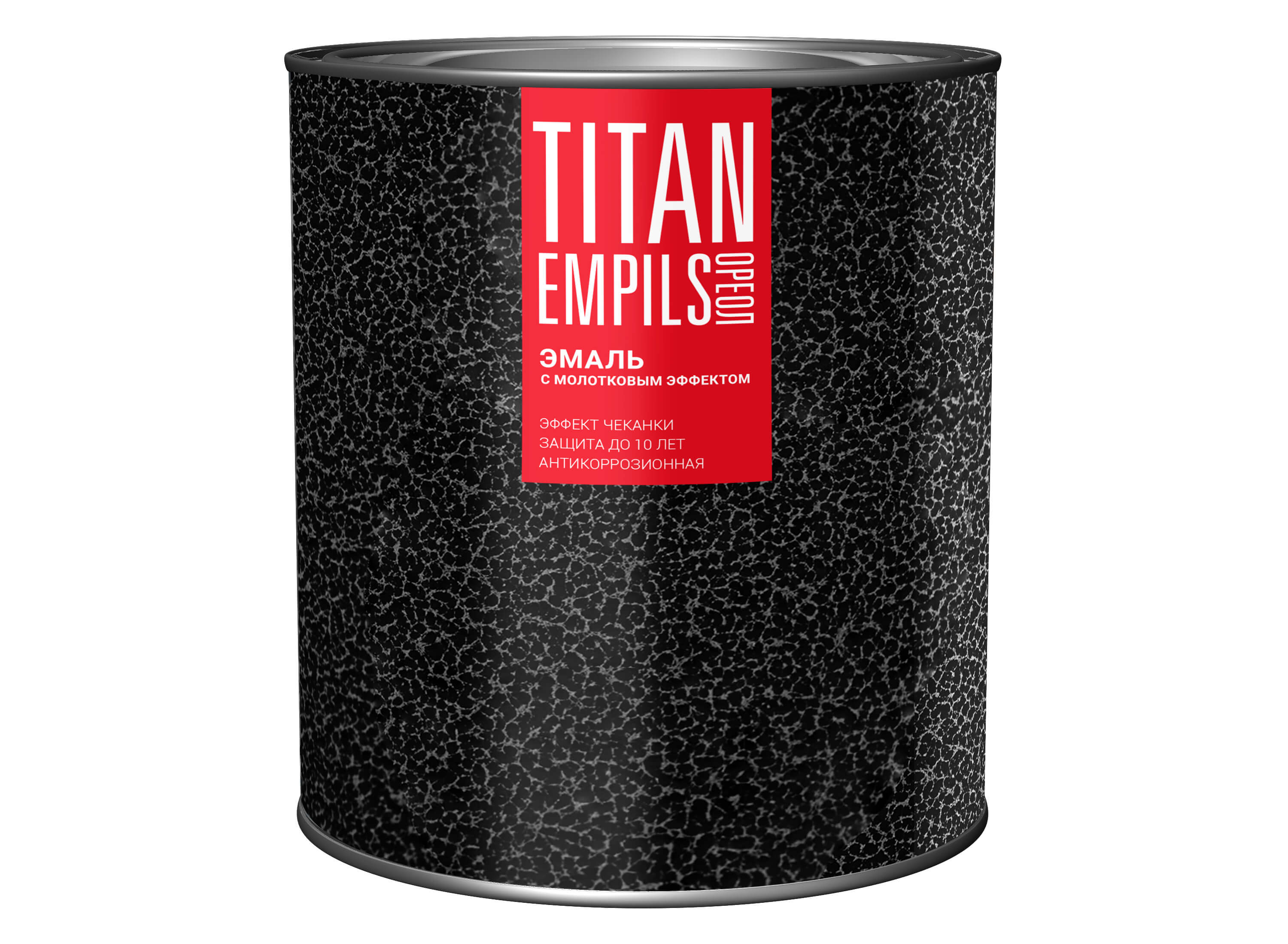 Эмаль с молотковым эффектом алкидно-стирольная ОРЕОЛ TITAN чёрная 2.5 кг EMPILS 77637 - фото детальное