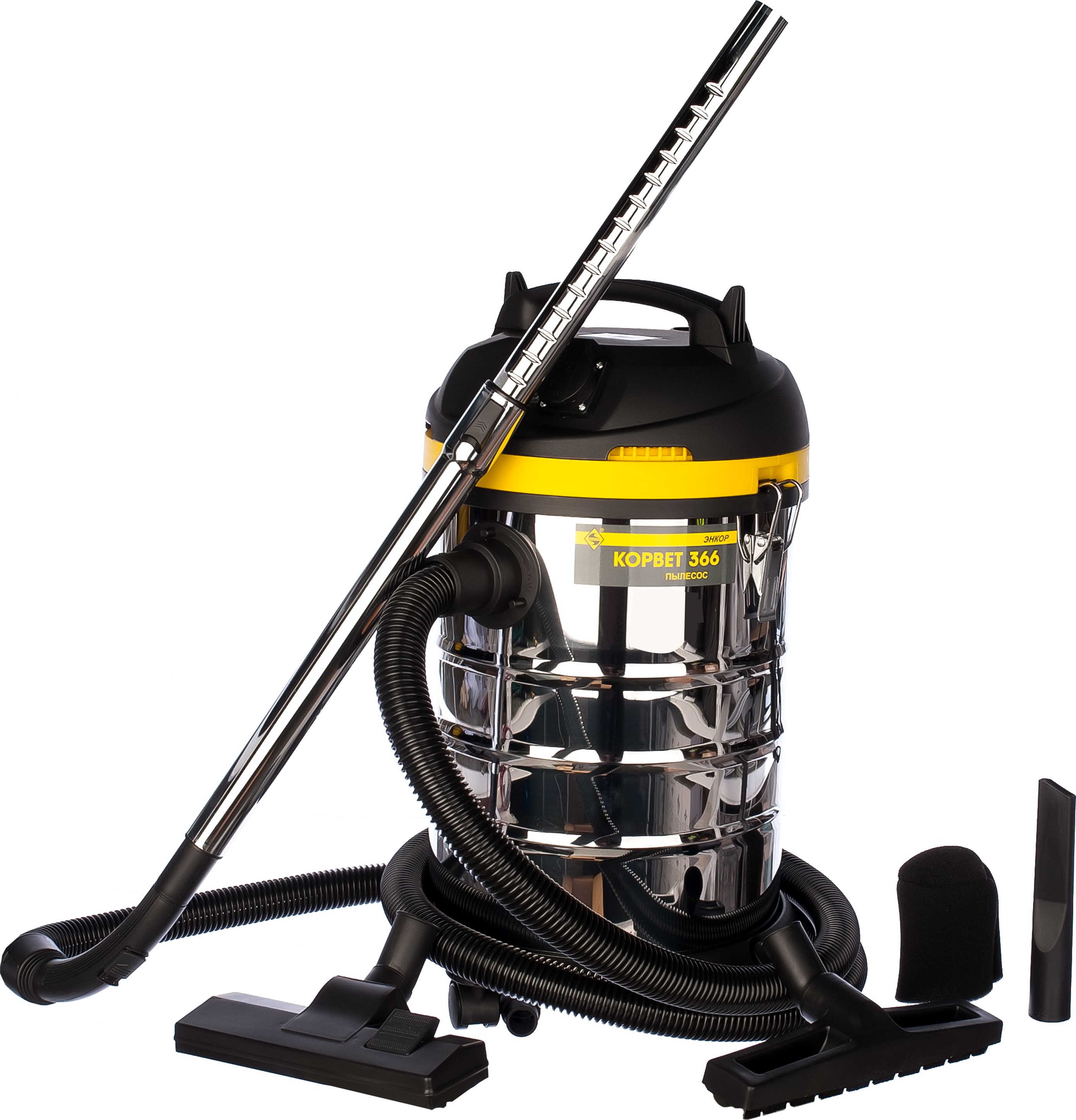 Пылесос Корвет 366 влажная и сухая уборка, розетка для инструмента