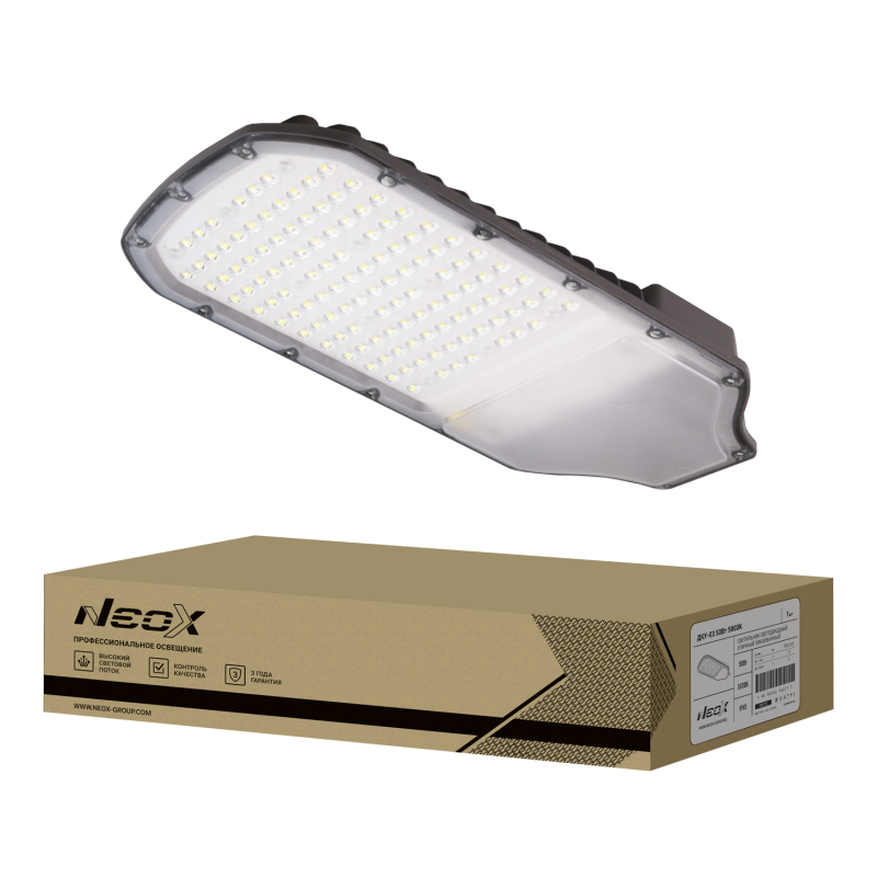 Светильник уличный IN HOME светодиодный ДКУ-03 50Вт 230В 5000К 7000Лм 140Лм/Вт линзованный IP65 NEOX