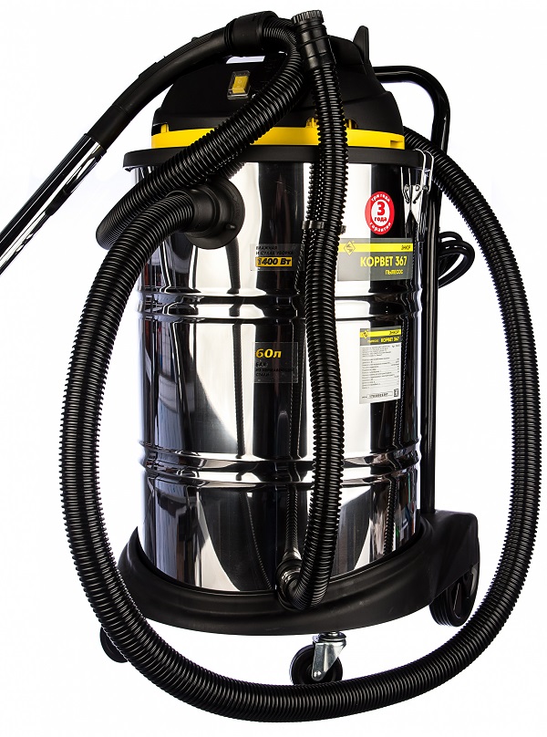 Пылесос Корвет 367 влажная и сухая уборка, розетка для электроинструмента