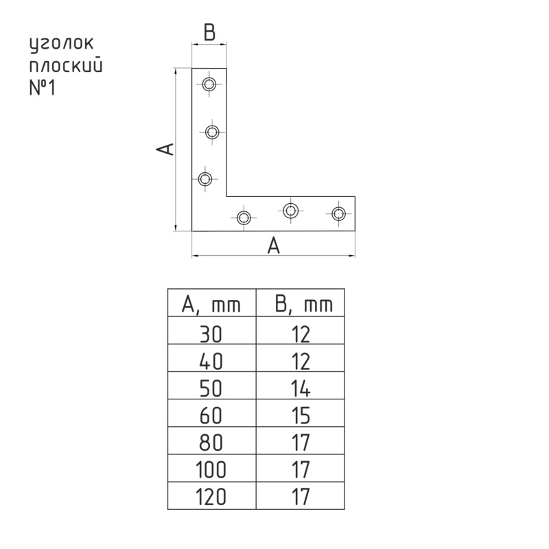 Уголок плоский с прямыми углами Нора-М №1 (40х40) цинк