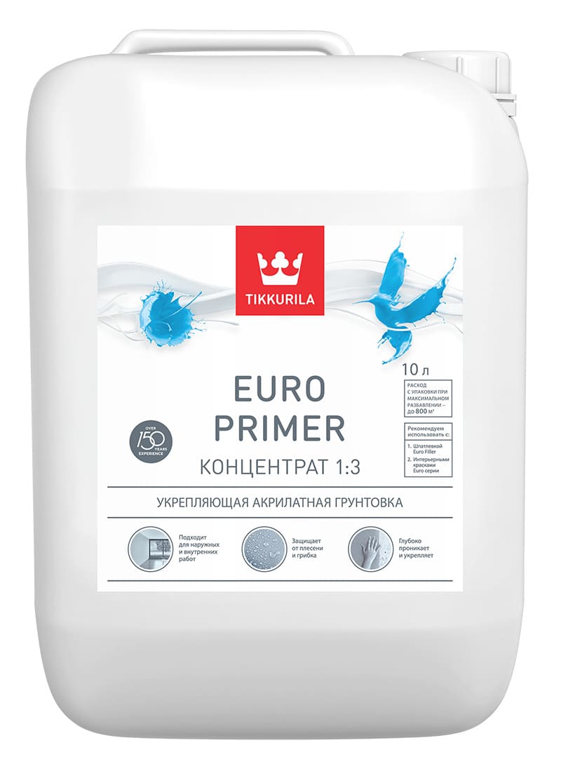 Грунтовка EURO PRIMER Tikkurila 10л (не замораживать, до +5) Tikkurila RU — купить с доставкой по выгодной цене
