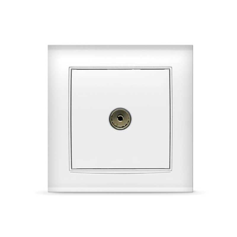 Розетка телевизионная одноместная "UNIVersal" серия "Бриллиант", с/у, тупиковая, 75Ом, ч/д 4-2400Мгц, белая (еврослот)