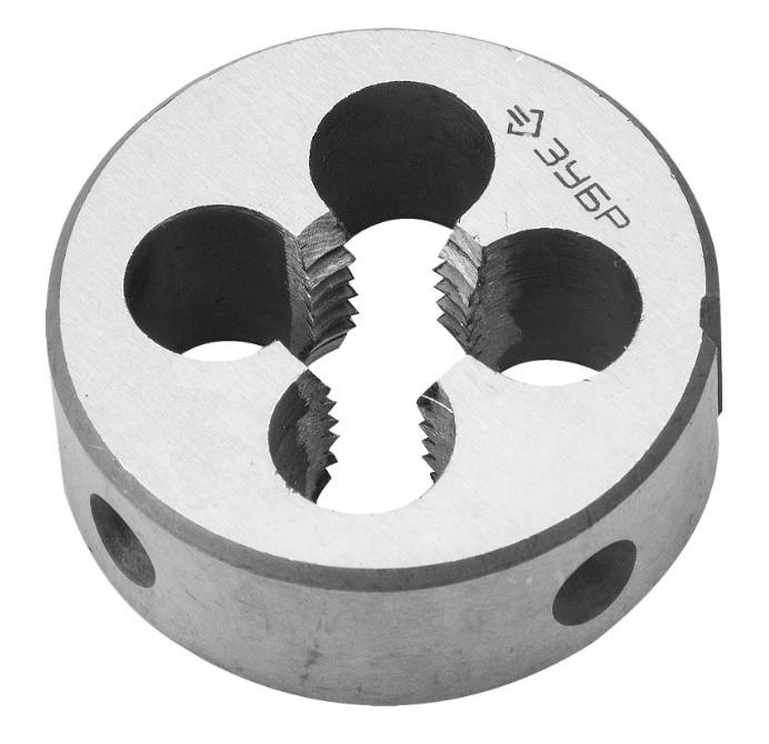 Плашка ЗУБР МАСТЕР М8x1,25мм круглая ручная для нарезания метрической резьбы