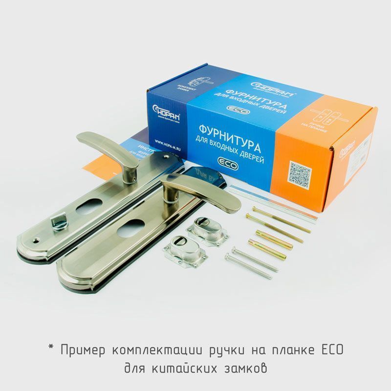 Ручка дверная на планке Нора-М 200-68 мм ЕСО правая (матовый хром + черный никель)