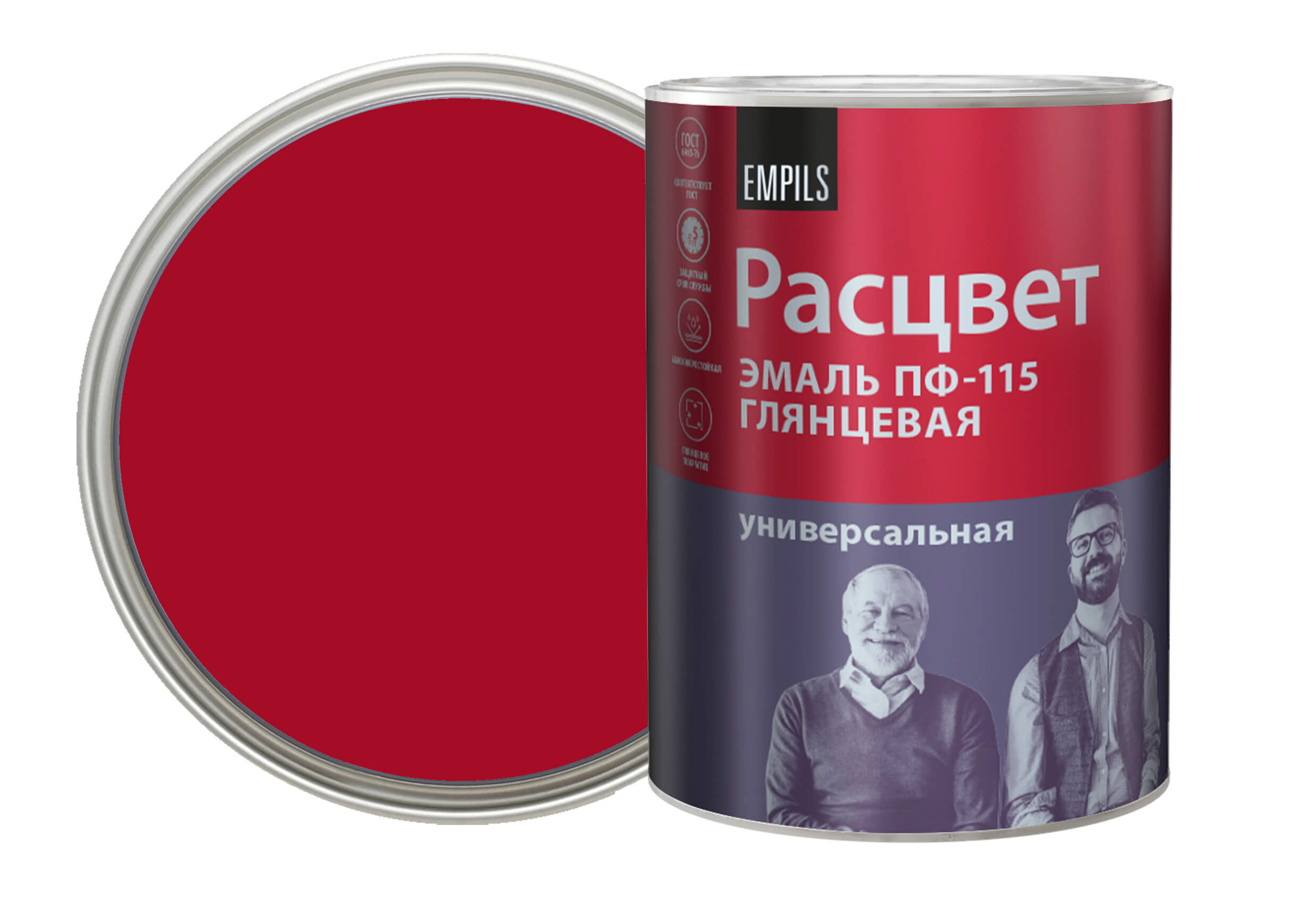 Эмаль ПФ-115 "РАСЦВЕТ" вишнёвая 0.9 кг EMPILS 9062 - детальное фото