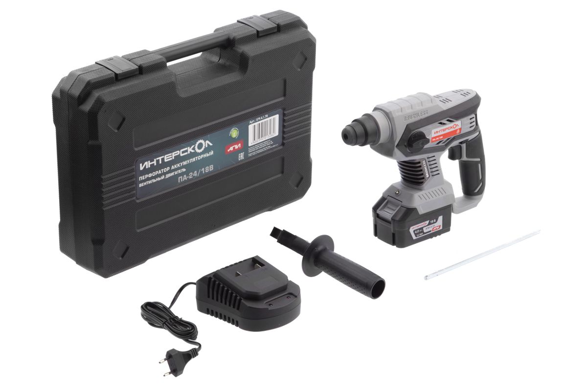 Перфоратор Интерскол ПА-24/18В аккумуляторный 1 аккумулятор и з\у в кейсе  Интерскол 579.4.1.70 фото {~count~}