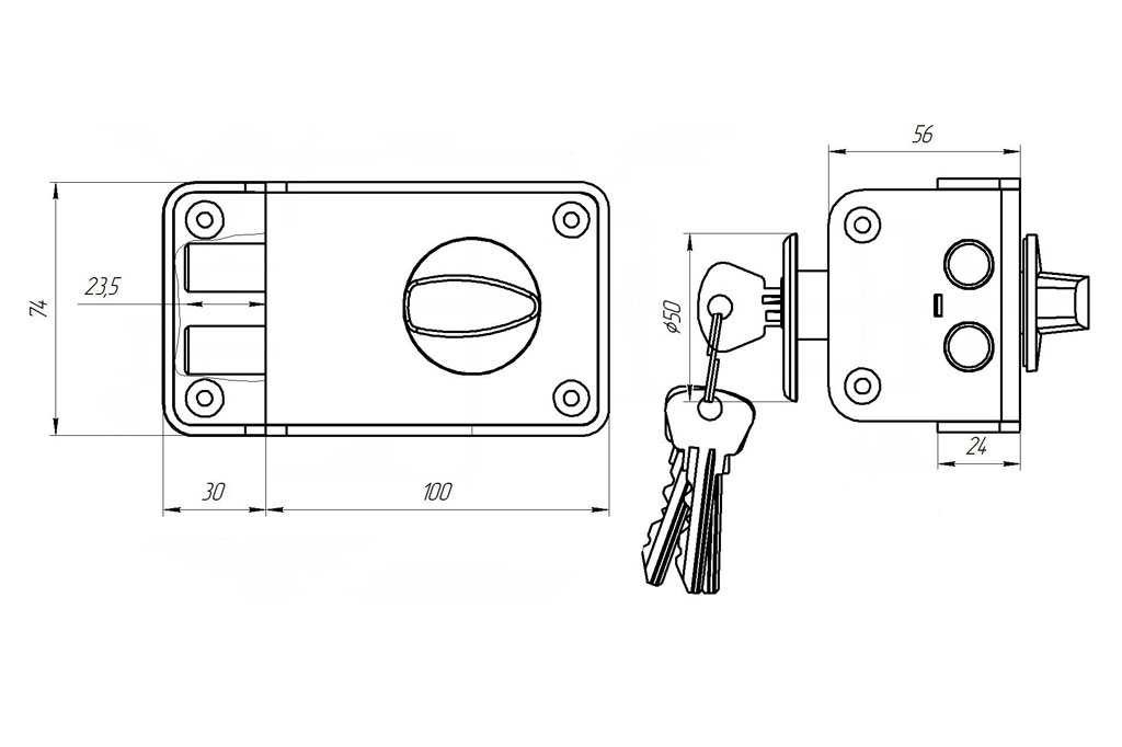 Замок накладной Зенит ЗН1-3-1 медь Зенит - детальное фото