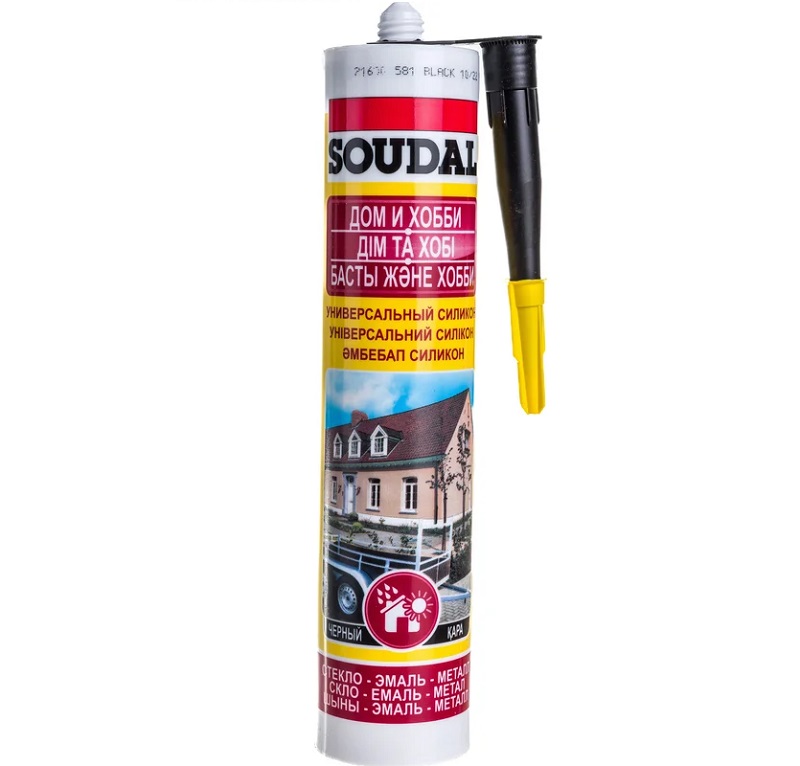Герметик Герметик силиконовый SOUDAL универсальный черный 280мл SOUDAL 109840 - фото, характеристики, применение