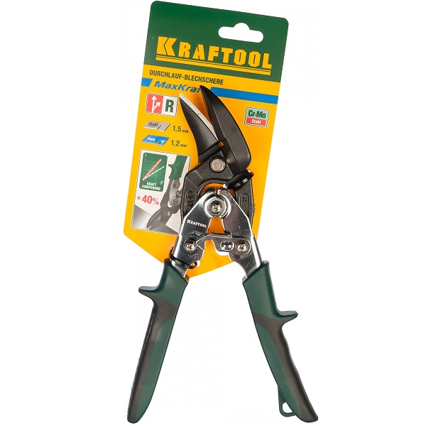 Ножницы по металлу KRAFTOOL BULLDOG 260мм правые, проходные с двойной рычажной передачей