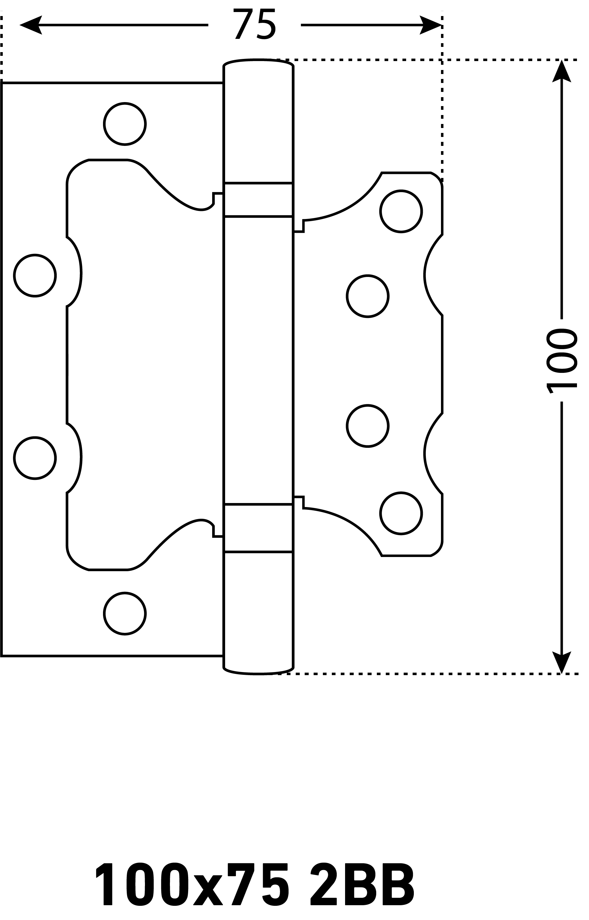 Петля накладная АЛЛЮР 2BB MBN без врезки 100х75 2,5мм графит 2 шт.