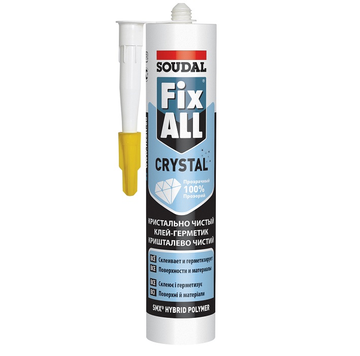 Герметик Клей-герметик полимерный SOUDAL FIX ALL CRISTAL эластичный прозрачный 290мл SOUDAL 119130 - фото, характеристики, применение