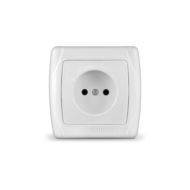 Розетка одноместная "UNIVersal" серия "Маргарита" без заземления о/у, 16А, 220В, белая (еврослот)