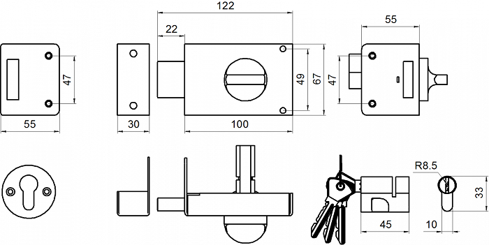 Замок накладной Омега ЗН1 медь Омега - детальное фото