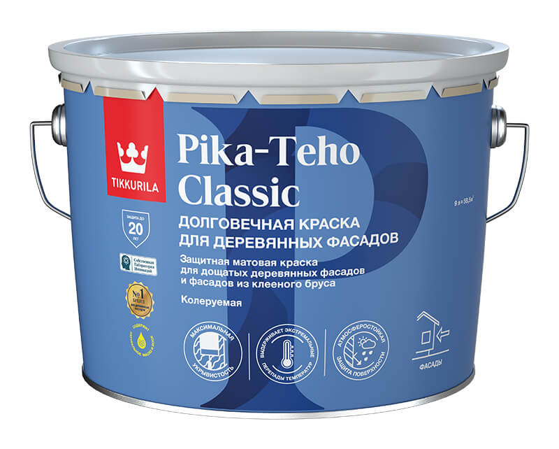 Краска для домов Tikkurila PIKA-TEHO CLASSIC A матовая 9л (не замораживать, до +5) Tikkurila RU 700014061 - фото детальное