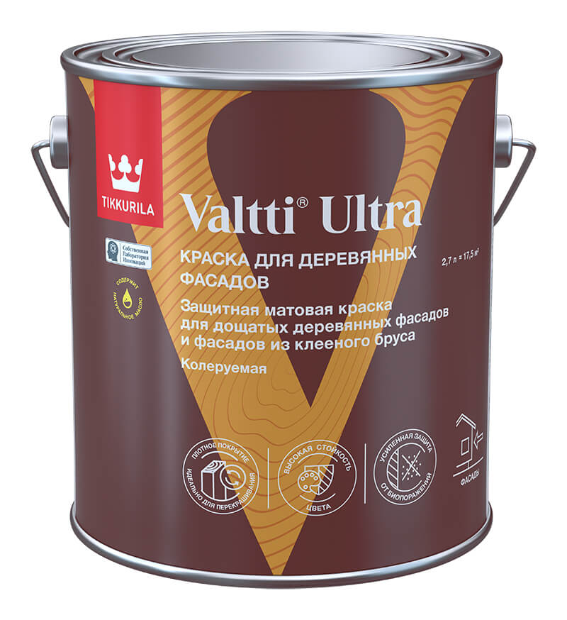 Краска для деревянных фасадов VALTTI ULTRA Tikkurila C матовая 2,7л Tikkurila RU 700014132 - фото детальное