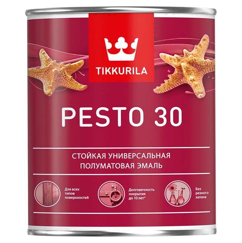 Эмаль алкидная универсальная Tikkurila PESTO 30 база C полуматовая 0,9л Tikkurila RU 700001173 - детальное фото