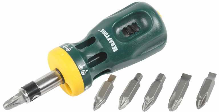 Набор KRAFTOOL BIT LOCK отвертка реверсивная с битами, 12-в-1