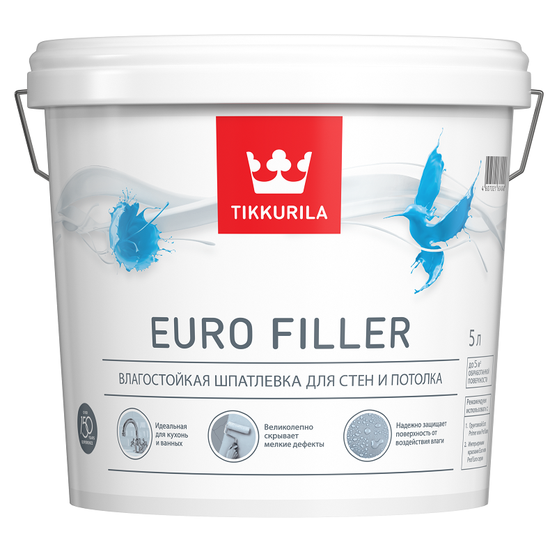 Шпатлевка влагостойкая TIKKURILA /TIKKIVALA EURO FILLER 5л (до +5, не замораживать)