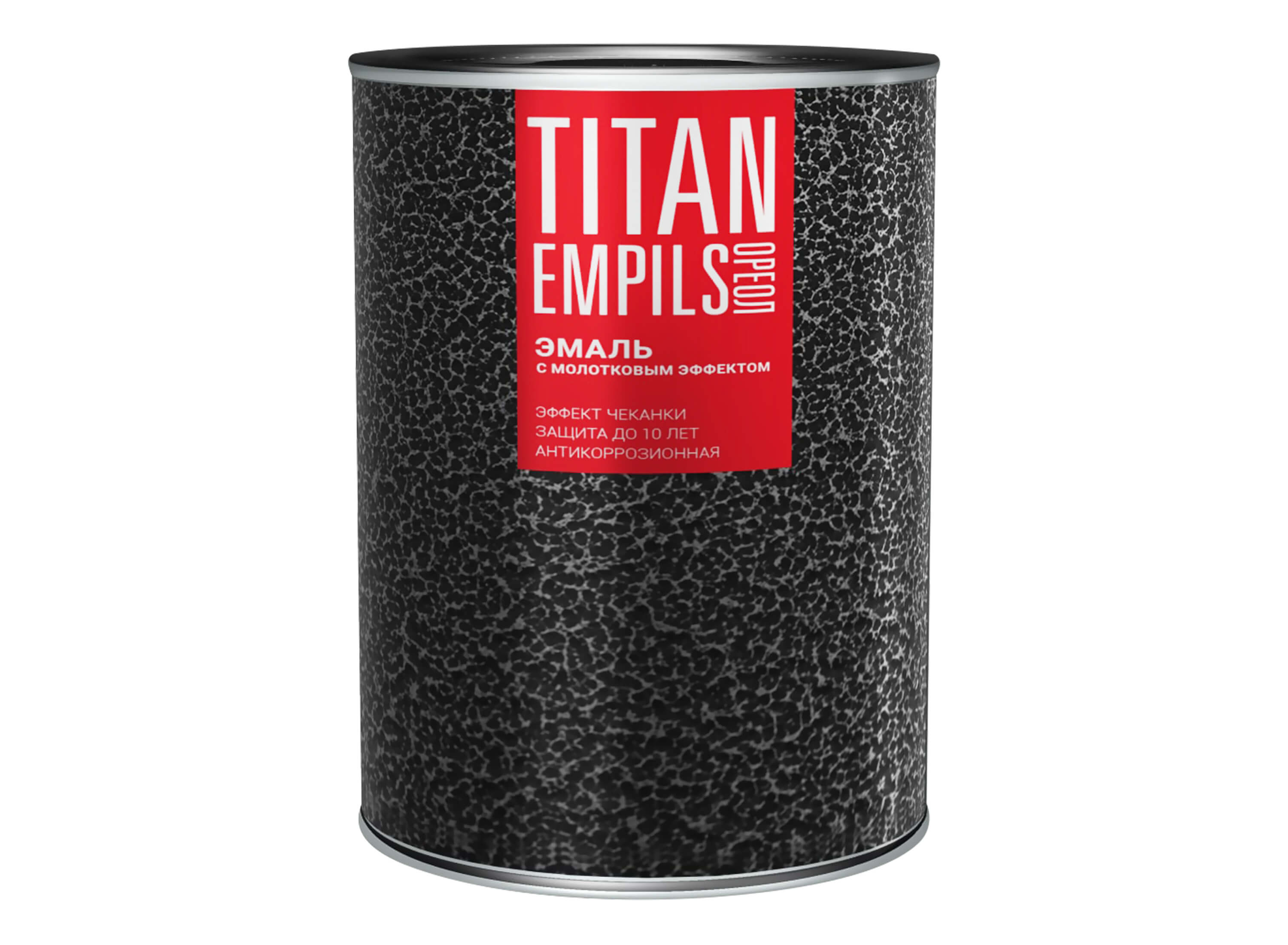 Эмаль с молотковым эффектом алкидно-стирольная ОРЕОЛ TITAN серебристая 0.8 кг EMPILS 77642 - фото детальное