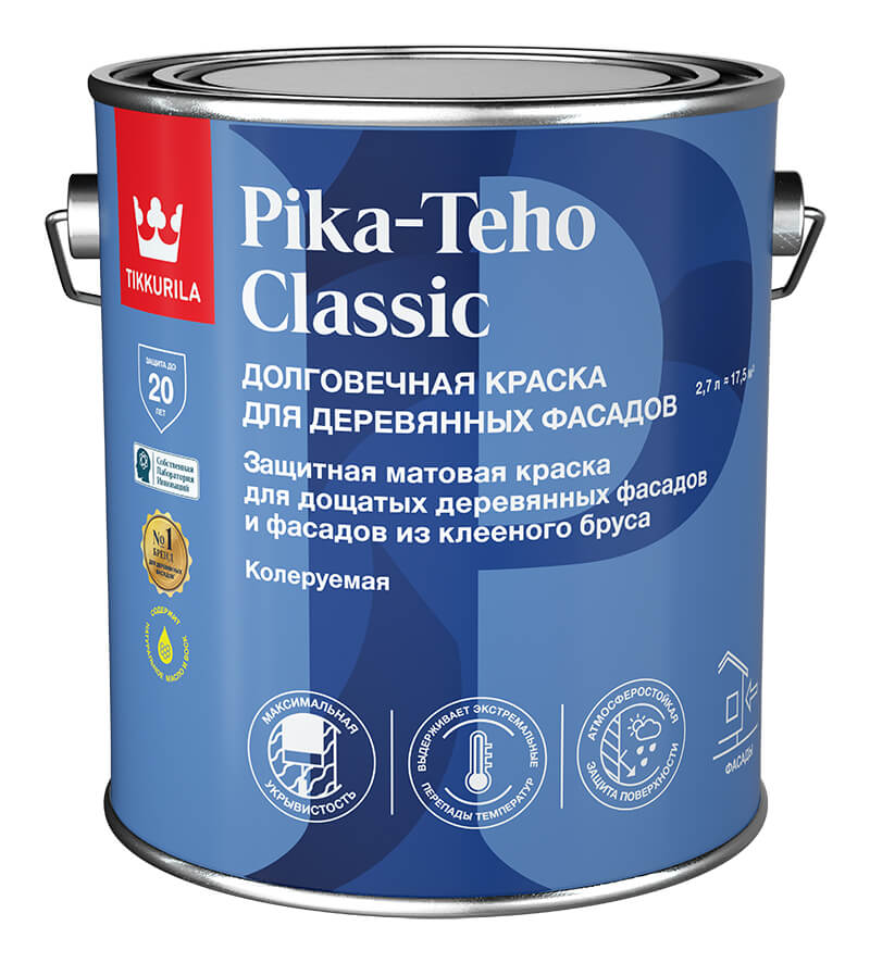 Краска для домов Tikkurila PIKA-TEHO CLASSIC A матовая 2,7л (не замораживать, до +5) Tikkurila RU 700014060 - фото детальное