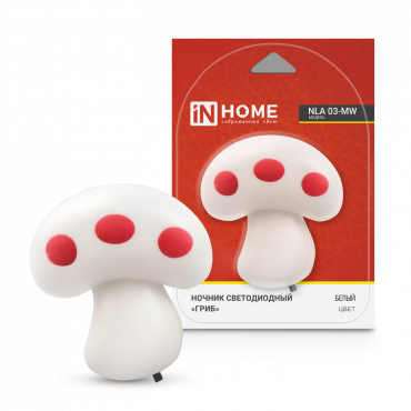 Ночник светодиодный IN HOME NLA 03-MW ГРИБ белый с выключателем 230В