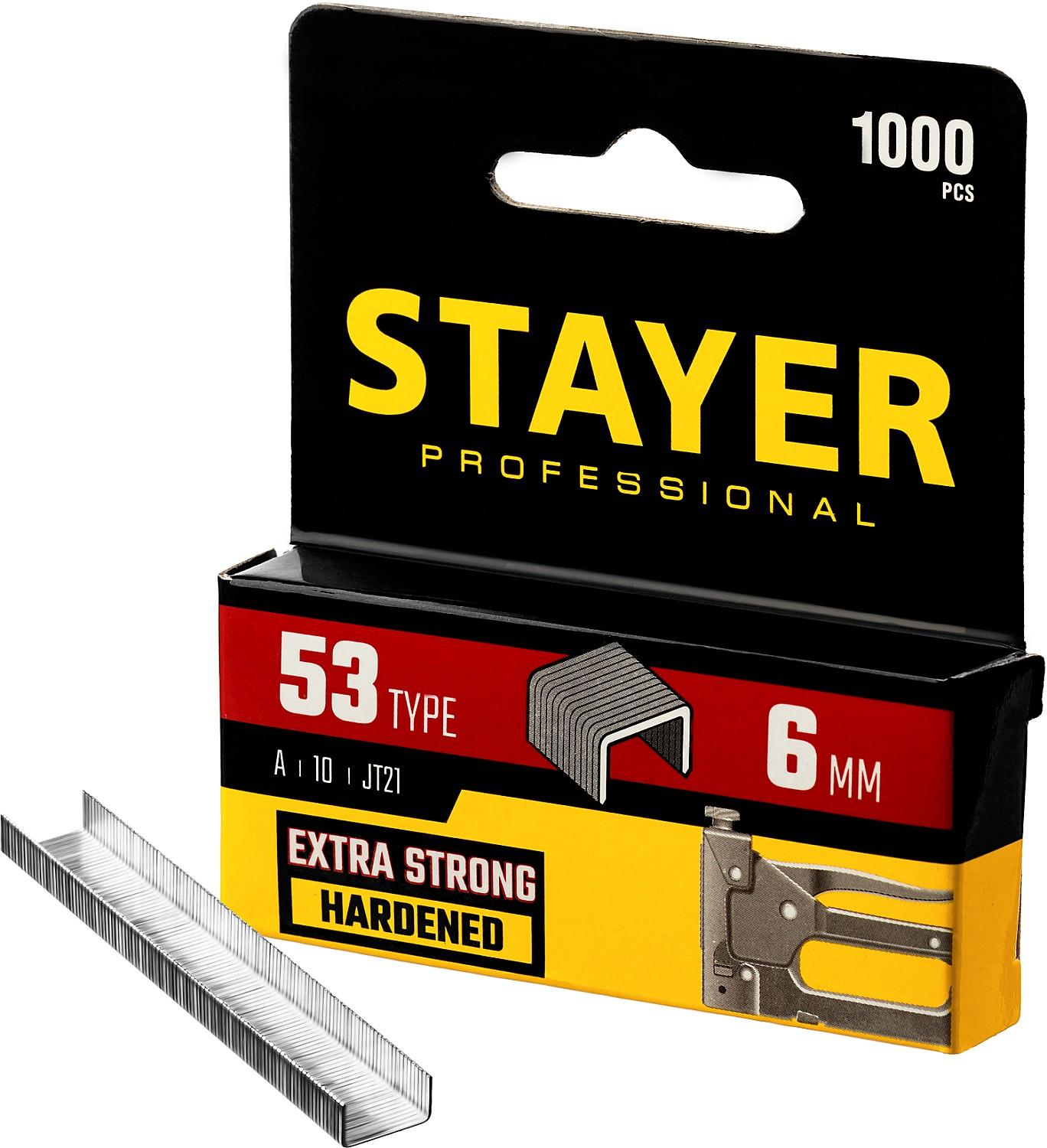 Скобы для степлера STAYER 6мм, тонкие тип 53, 1000шт
