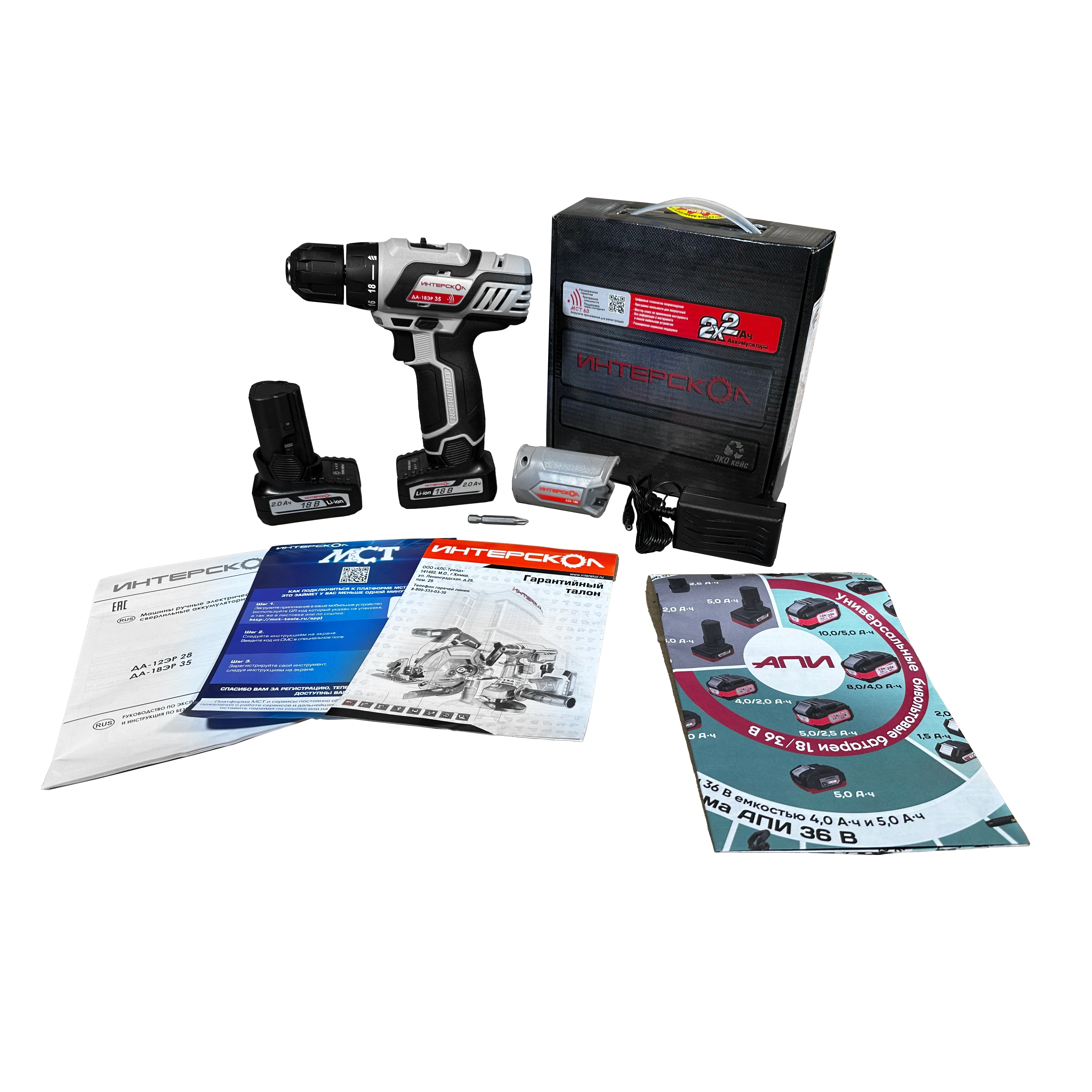 Аккумуляторная дрель-шуруповерт ИНТЕРСКОЛ ДА-18ЭР, 18 В, 1400 об/мин, с 2 аккумуляторами 2 Li-ion + подарок USB адаптер з/у в коробке Интерскол 436.2.2.15 фото, характеристики, цена