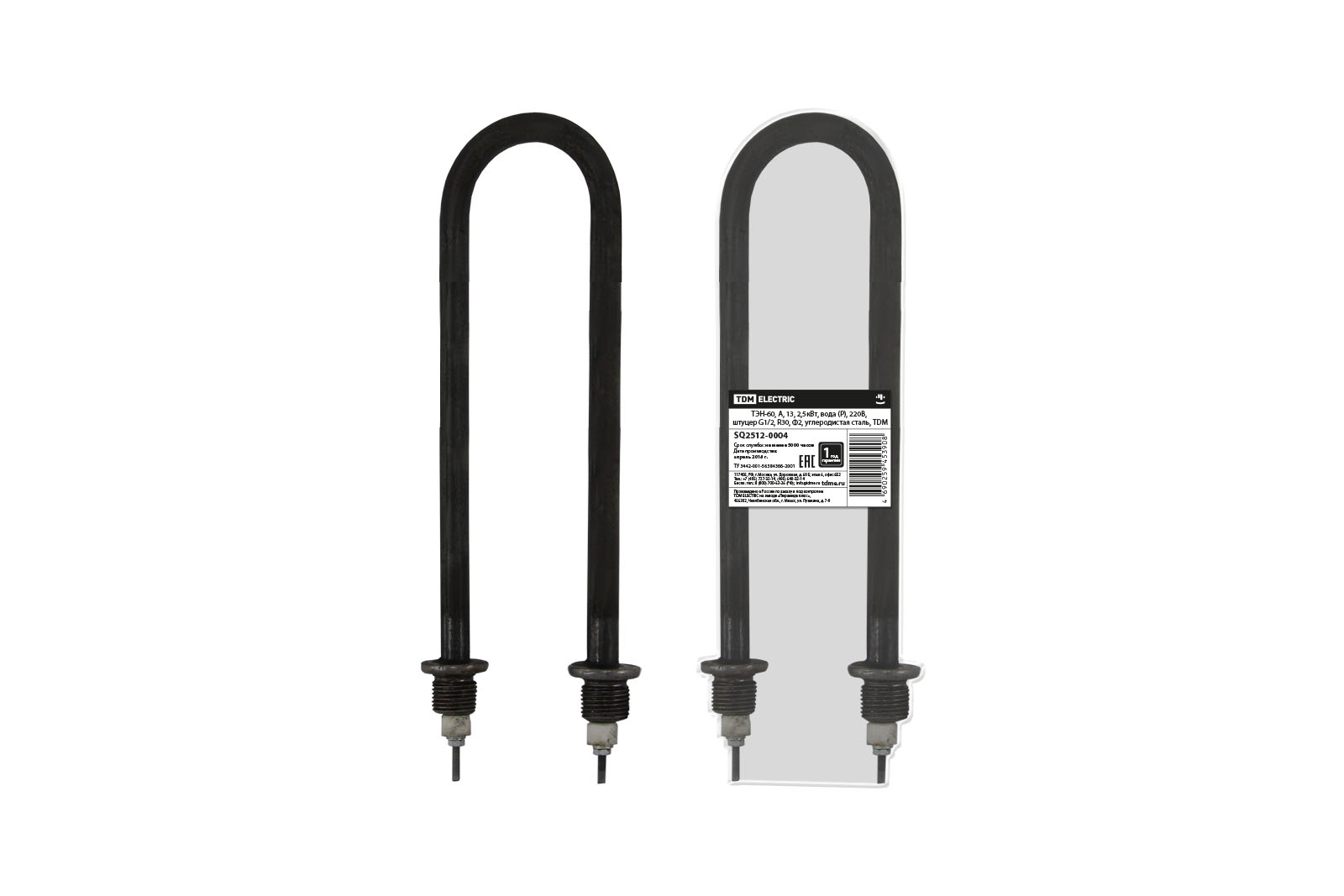 ТЭН-60 TDM А, 13, 2,5кВт, вода (P), 220В, штуцер G1/2, R30, ф2, углеродистая сталь