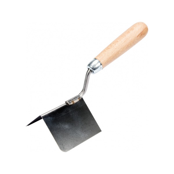 Кельма для внешних углов (110*75*75 мм) с деревянной рукояткой 