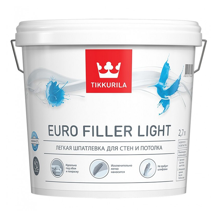 Шпатлевка легкая TIKKURILA EURO FILLER LIGHT KTA  2,7л (от +5, не замораживать)