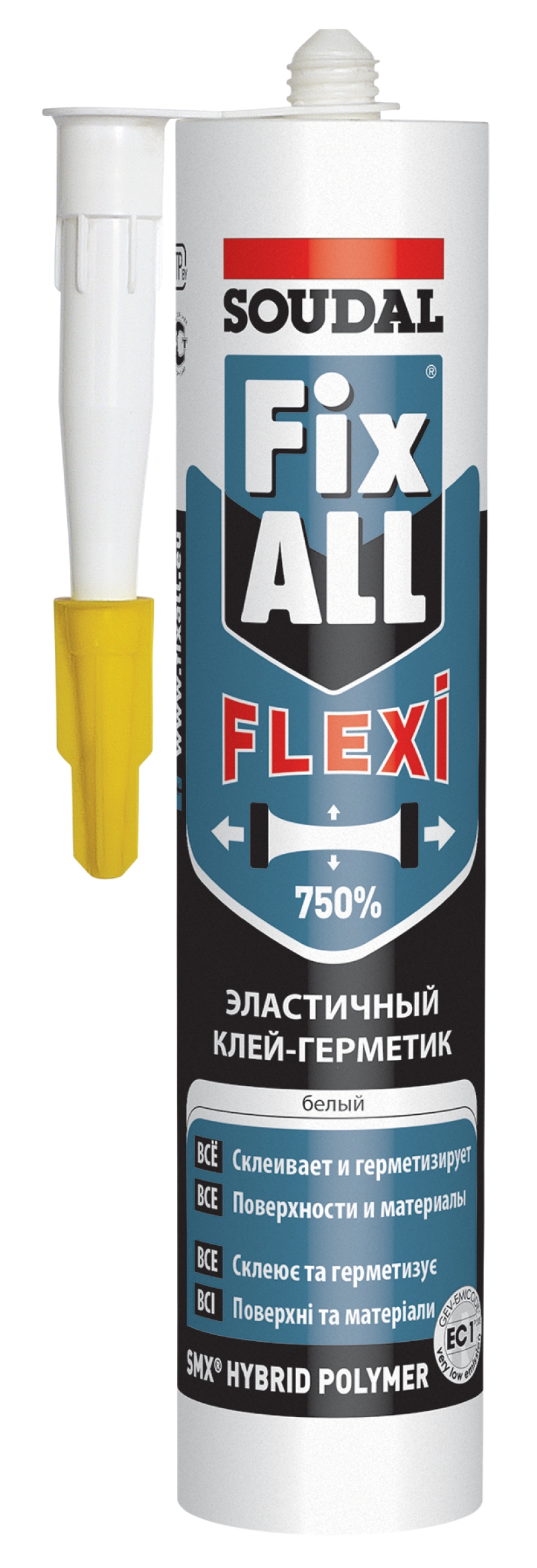 Герметик Клей-герметик полимерный SOUDAL FIX ALL FLEXI эластичный черный 290мл SOUDAL 134901 - фото, характеристики, применение