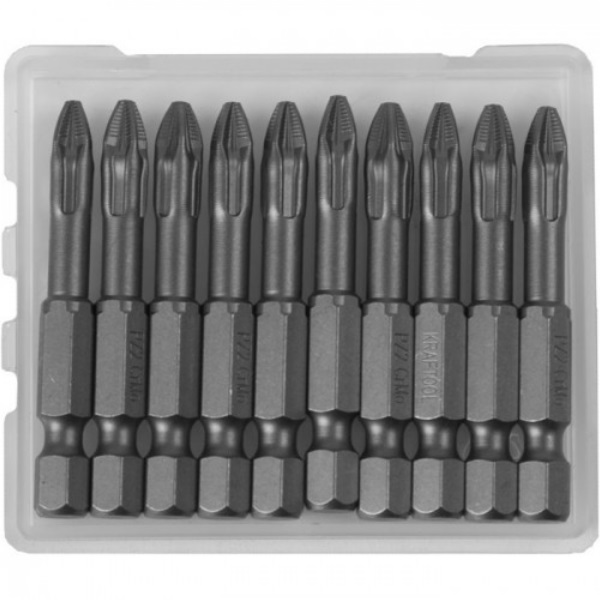 Биты KRAFTOOL ЕХPERT PH2x50мм, хвостовик E 1/4", торсионные, 10шт