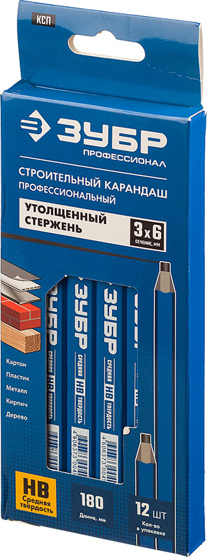 Карандаш строительный ЗУБР КСП профессиональный 180мм 