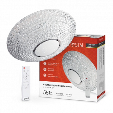 Светильник светодиодный IN HOME COMFORT CRYSTAL 55Вт 230В 3000-6500K 4400Лм 400x100мм с пультом ДУ