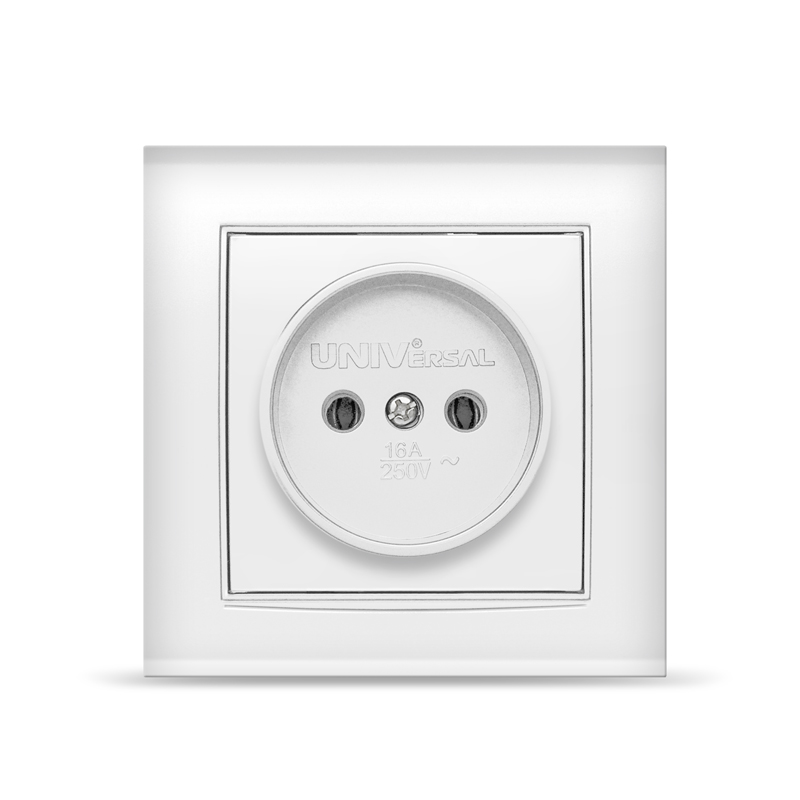 Розетка одноместная "UNIVersal" серия "Бриллиант" без заземления с/у, 16А, 220В, белая (еврослот)