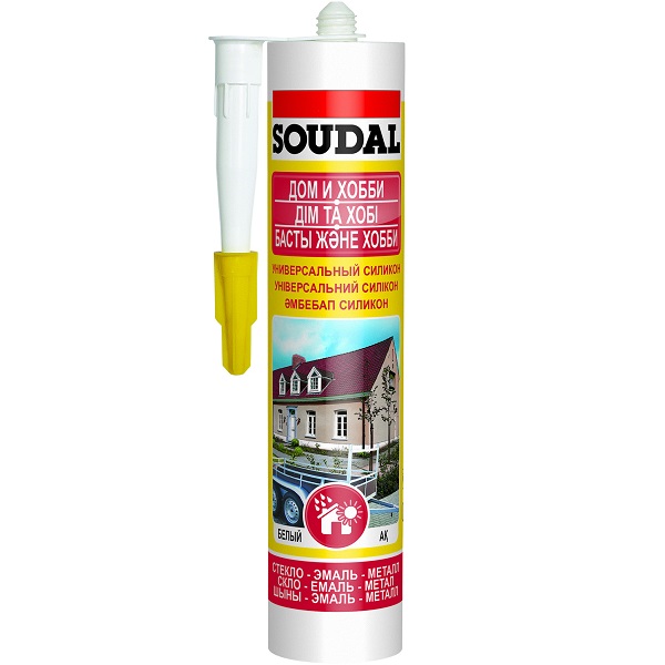 Герметик Герметик силиконовый SOUDAL универсальный белый 280мл SOUDAL 105907 - фото, характеристики, применение