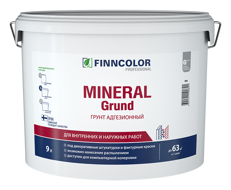 Грунт адгезионный Finncolor MINERAL GRUND RPA 9л Tikkurila RU — купить с доставкой по выгодной цене