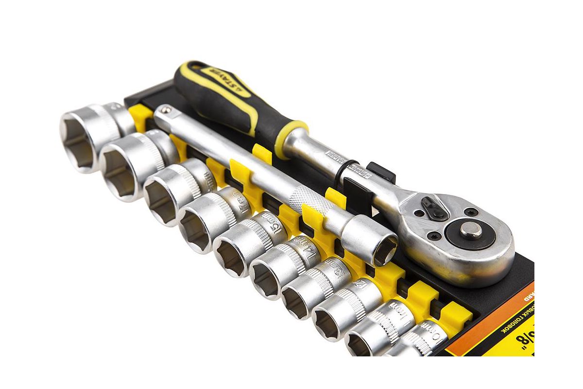 Набор торцевых головок STAYER STANDARD 10-24мм, 3/8" трещотка, удлинитель