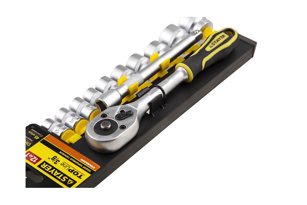 Набор торцевых головок STAYER STANDARD 10-24мм, 3/8" трещотка, удлинитель