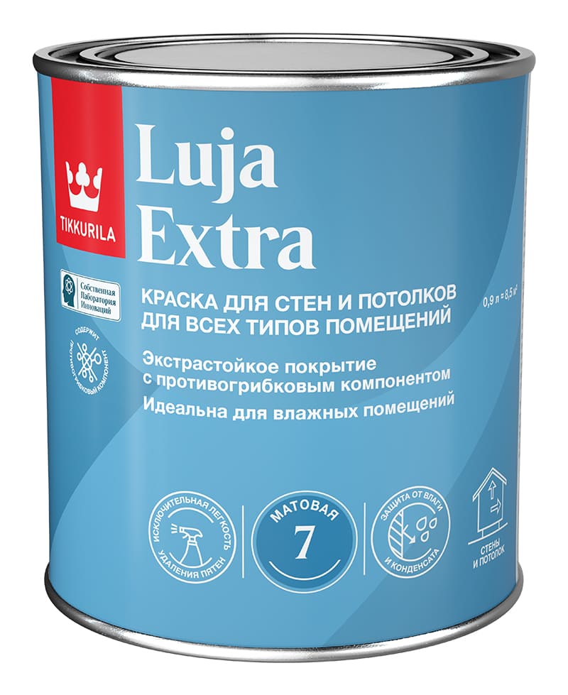 Краска экстра-стойкая интерьерная LUJA EXTRA Tikkurila A матовая 0,9л Tikkurila RU 700014017 - фото детальное