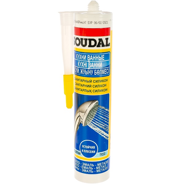 Герметик Герметик силиконовый SOUDAL санитарный прозрачный 280мл SOUDAL 105897 - фото, характеристики, применение