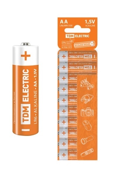 Элемент питания TDM LR6 AA Alkaline 1,5V SC-10(10шт) TDM SQ1702-0058 - детальное фото