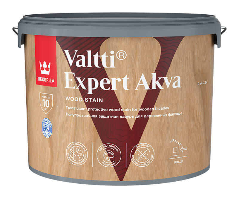 Антисептик-лазурь VALTTI EXPERT AKVA EP Tikkurila полуматовый 9л (не замораживать, до +5) Tikkurila RU — купить с доставкой по выгодной цене