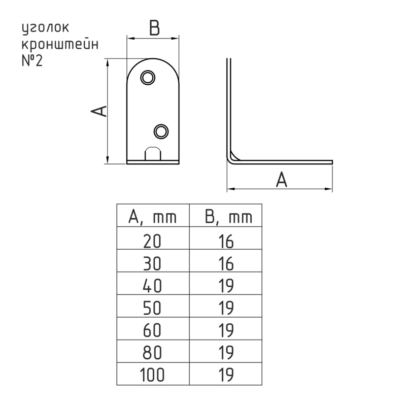 Уголок-кронштейн с закругленными углами Нора-М №2 (100х100) цинк